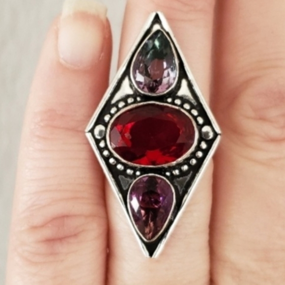 New Garnet and Bi-Color Tourmaline 925 Silver Ring. - Picture 12 of 12